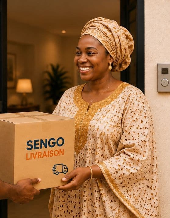 Un colis SENGO Livraison remis à sa destinataire